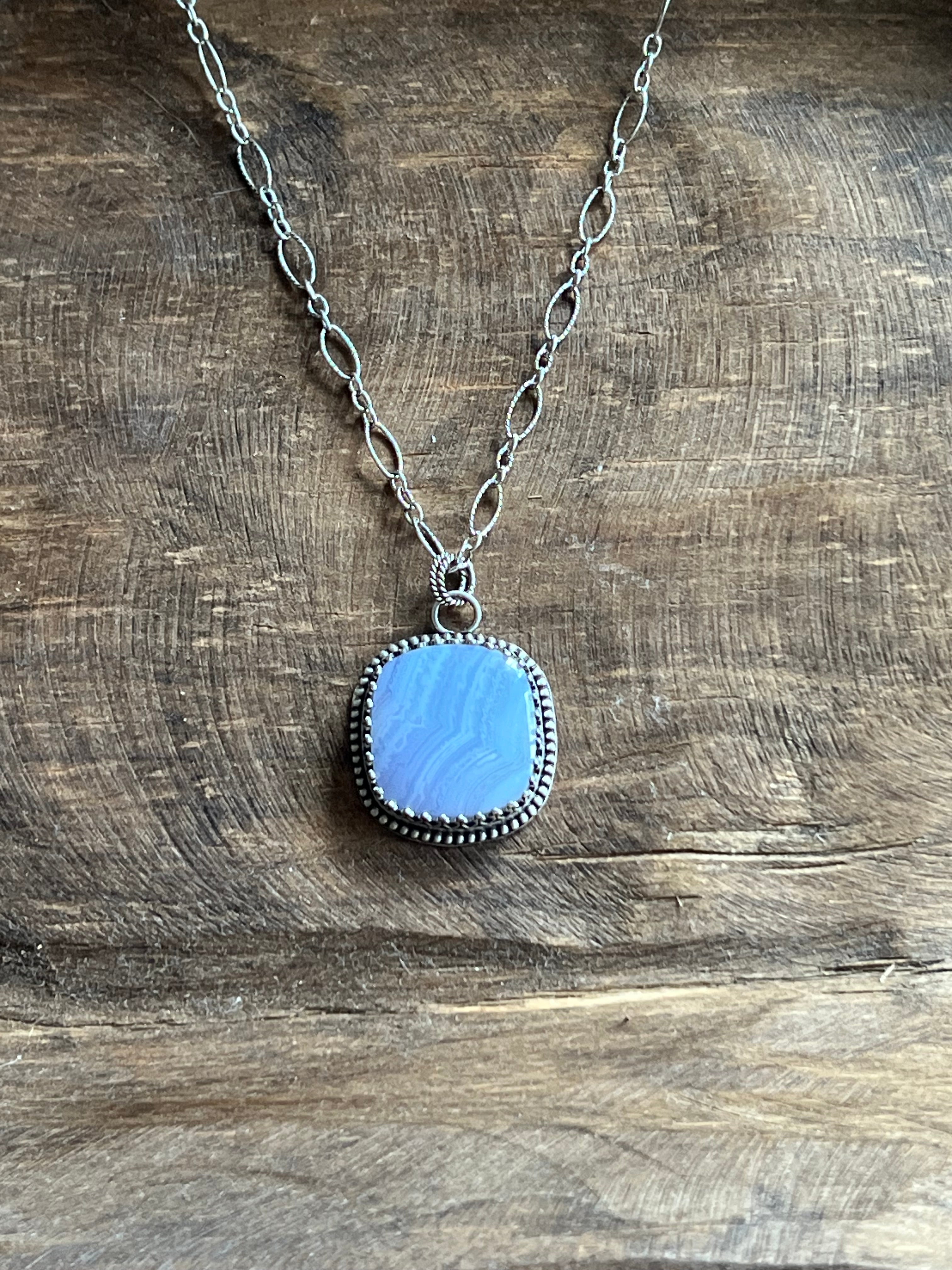 Blue Lace Agate Pendant – Ann Jackson Jewelry